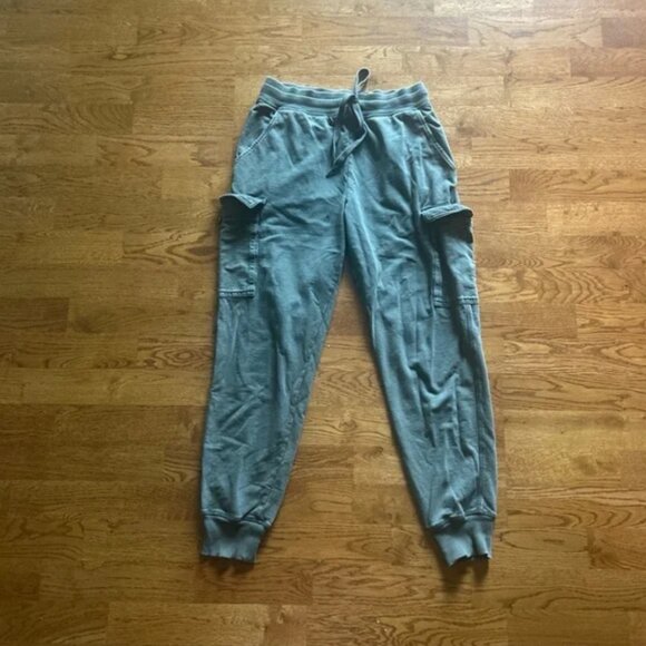 aerie sunwashed cargo sweatpants olive green s jogger soft pockets army aeo - Picture 1 of 6